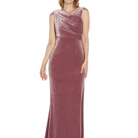 Adrianna Papell Velvet Mermaid Gown Dress Antique Rose Size 8 NWT - Picture 6 of 6